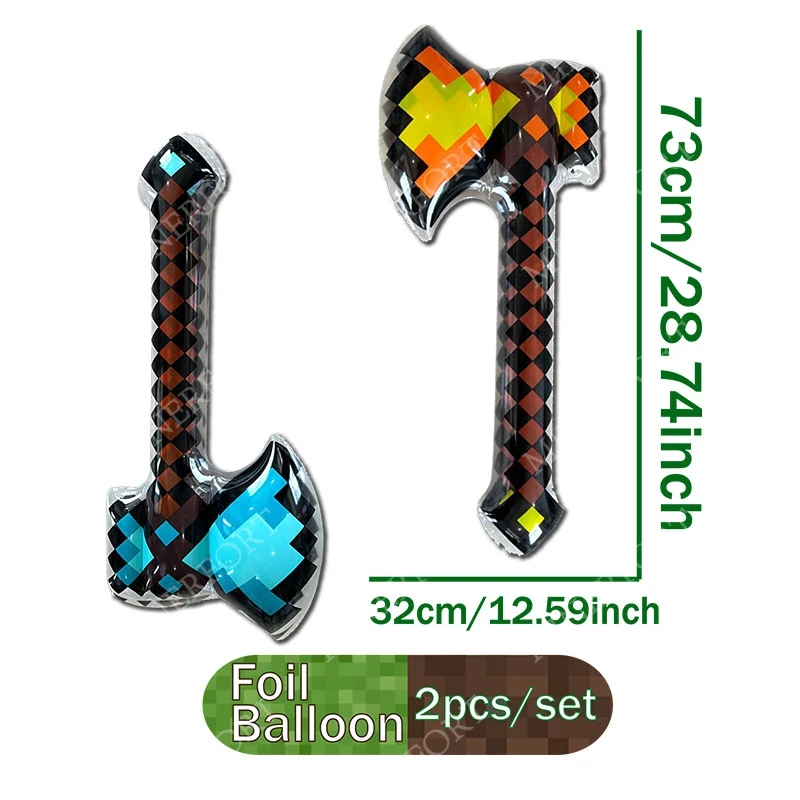 Pixel-Stil Edelstein-Goldschwert Geburtstagsparty-Dekoration Aluminiumfolienballon Kreatives Heimspiel-Requisit Festliche Feiertagsartikel
