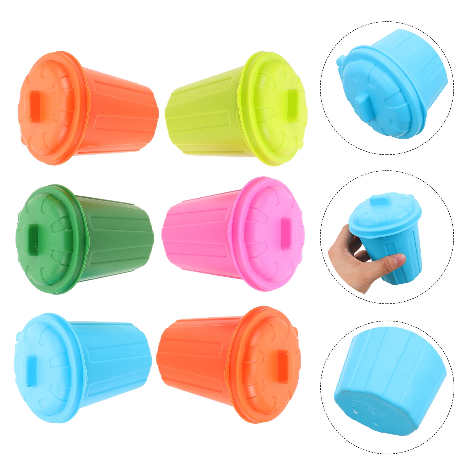 

6Pcs Mini Desk Trash Can Small Desktop Trash Bin Lid Small Size Multifunction Trashcan Pen Holder Home Office Classroom