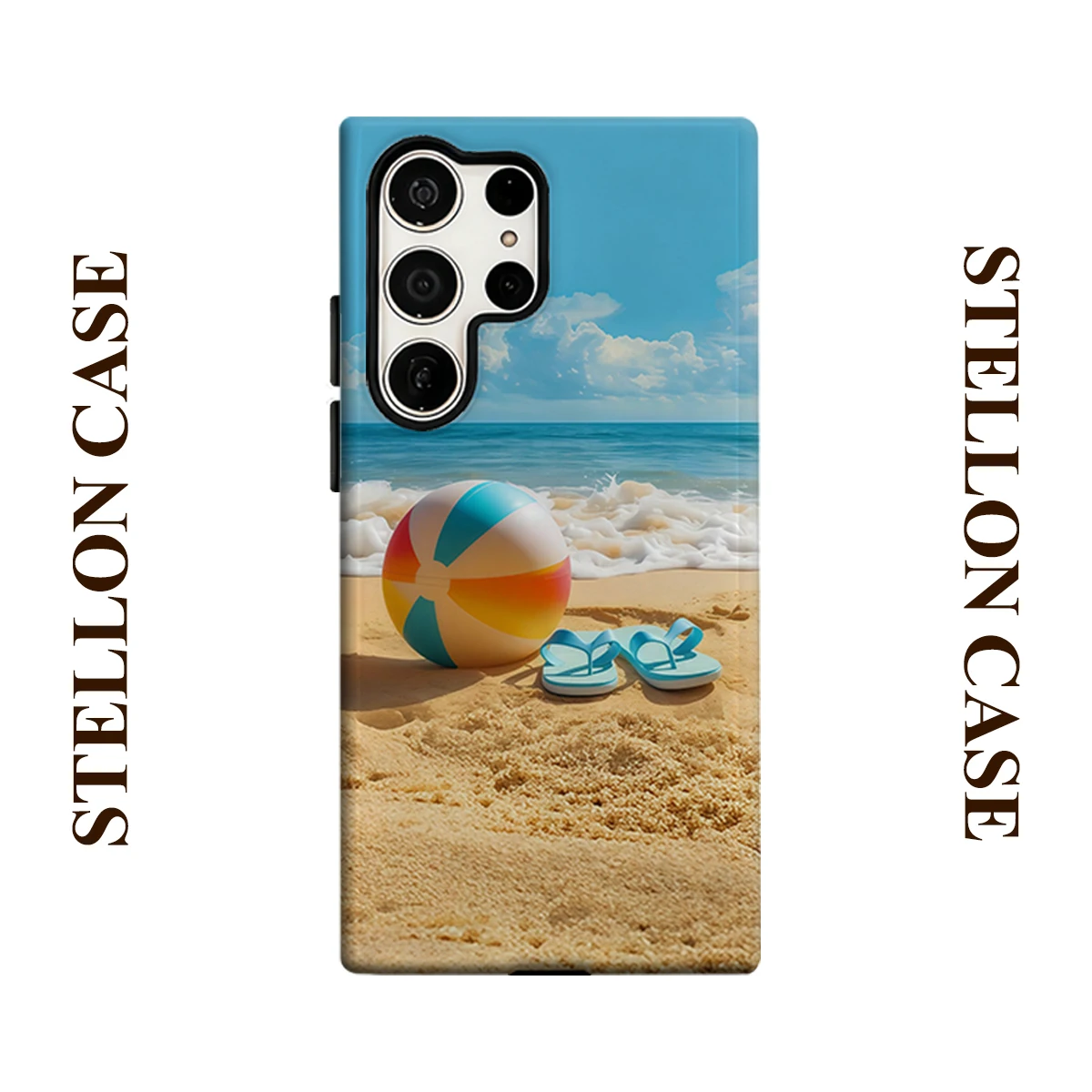 Beach Ball Scene Phone Case For Samsung Galaxy S25 S24 S23 Ultra Plus A35 A55 Glossy HD Hard Cover Film Shell
