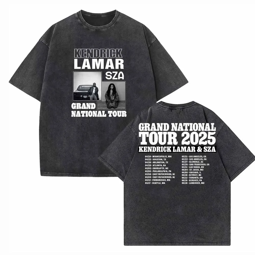 Kendrick Lamar & SZA Grand National Tour 2025 Vintage Summer O-Neck Short Sleeve Cotton T-Shirts