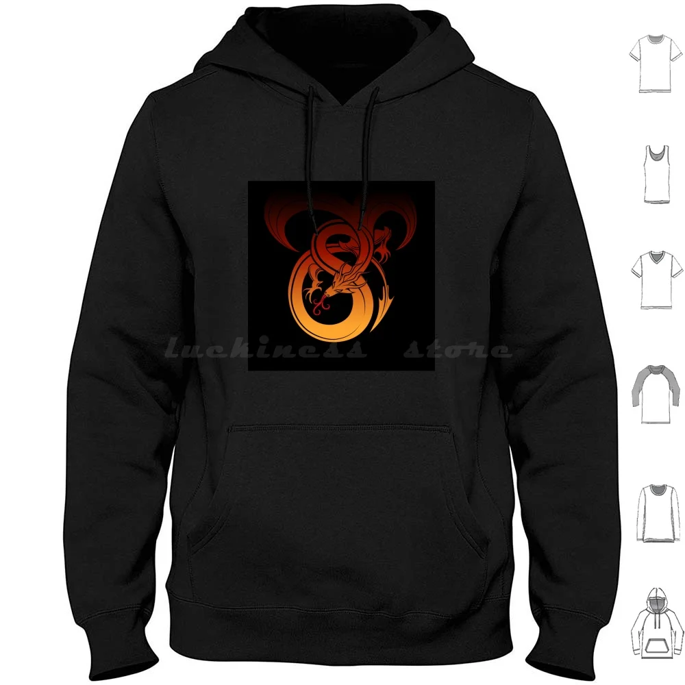 Red Dragon Hoodies Long Sleeve Symbol Dragon Design Art Traditional Power Ancient Sign East Culture Icon Red Monster