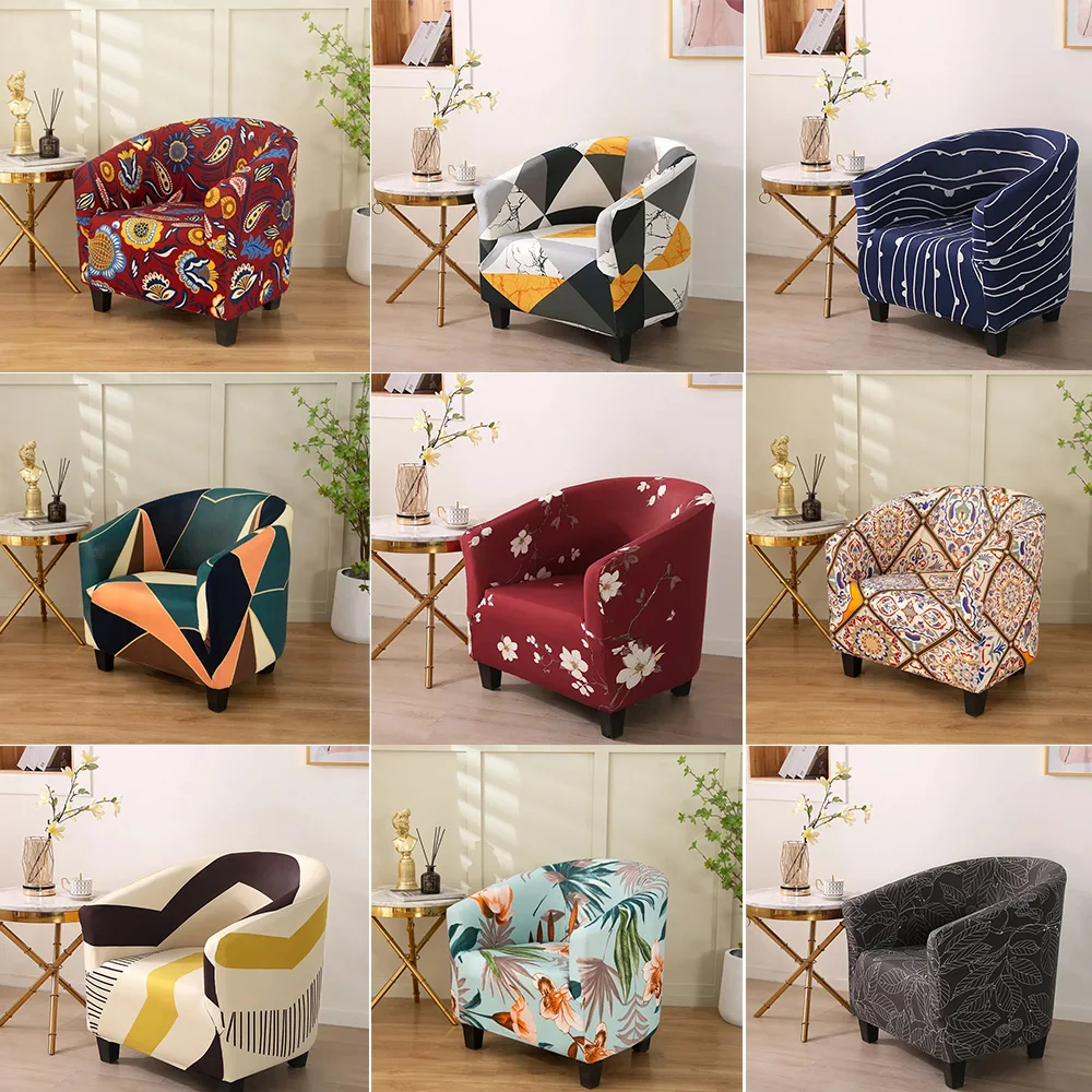 

1PC Elastic All Inclusive Single Half Round Armchair Sofa Cover Removable Couch Cover for Club Counter Living Room Reception