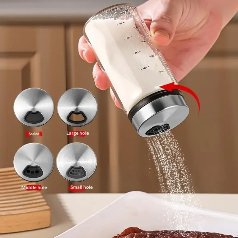 200/300/500ml High Borosilicate Glass Seasoning Can Salt Sesame Solid Condiment Seal Bottle Pepper Spice Shaker With Rotary Lid