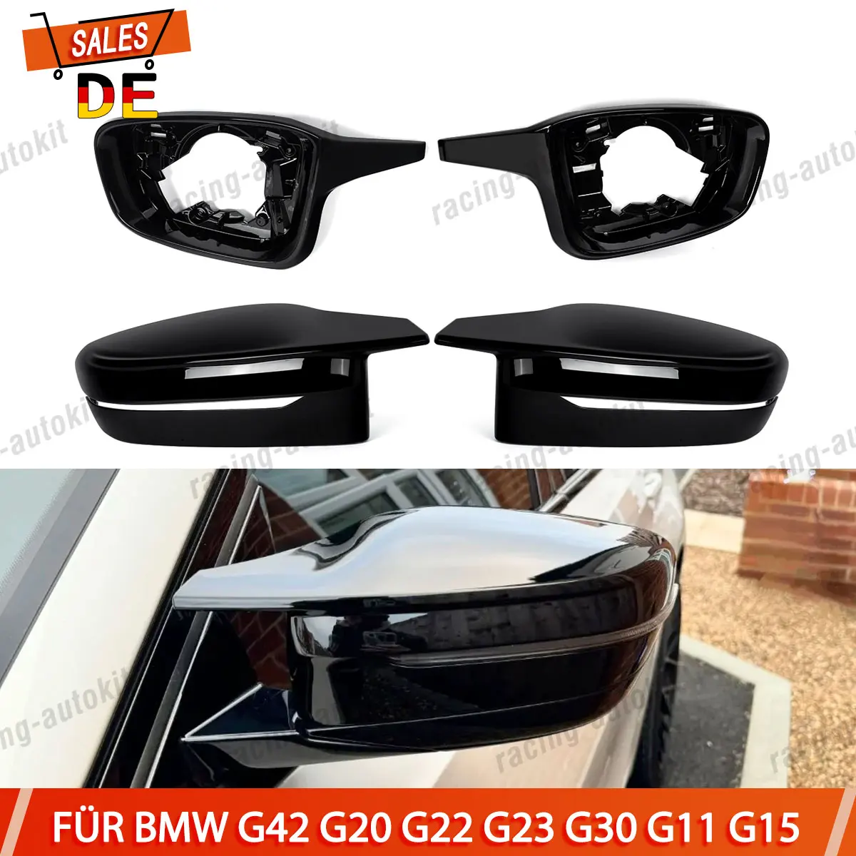 

Fit For BMW G42 G20 Rearview Mirror Shell G22 G23 G26 G28 G80 G82 G83 G11 Gloss Black Mirror Cover Cap Housing M5 Style 1:1 4PCS