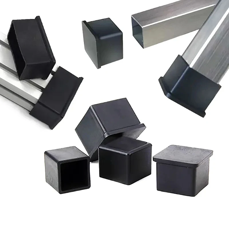 PVC Rectangular Soft Rubber Tube Furniture Leg Caps 15‑50mm Anti‑Slip Floor Protector Pads Chair Table Feet Cover Noise