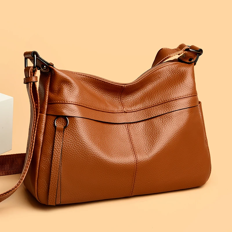 

Vintage Cowhide Shoulder Crossbody Bag For Women 2024 Fashion Handbag Luxury Solid Genuine Leather Tote Bag Ladies Messenger Sac
