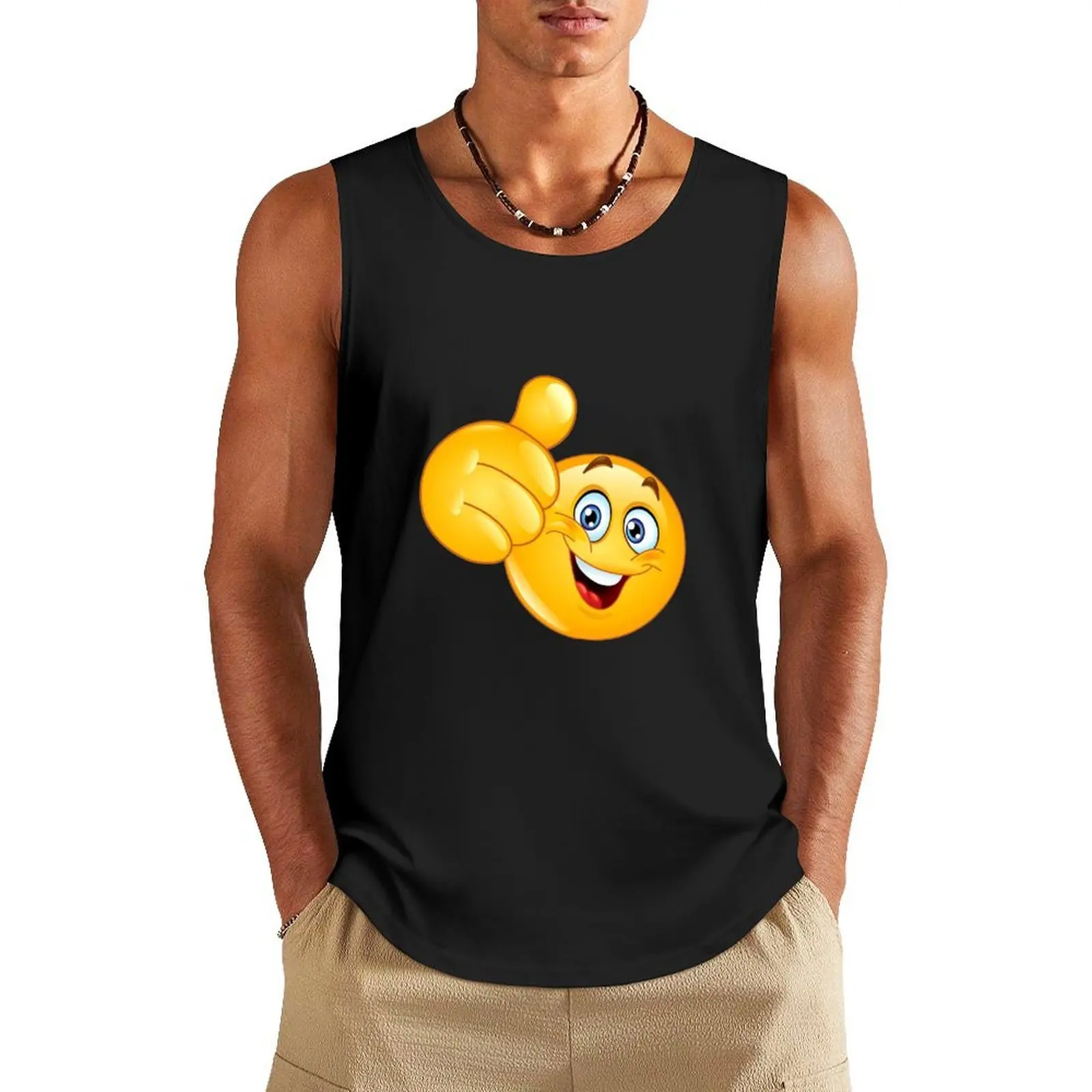 

Thumb smiley Tank Top sleeveless Men's t-shirts male top running shirt underwear Clothing