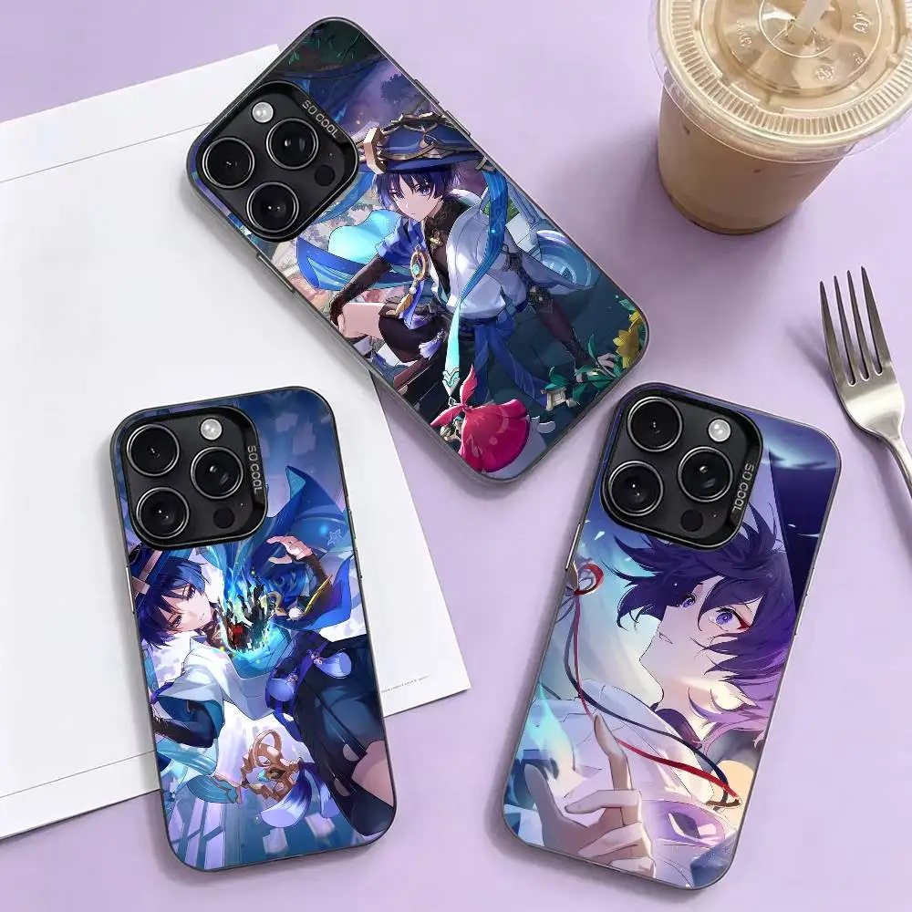 

W-Wanderer Balladeer Genshin Phone Case For iPhone 17,16,15,14,13,12,11 Plus,Pro Max,XS,Colored Silver Plated Inside Cover