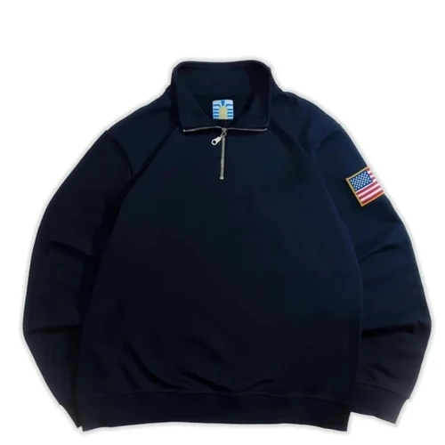 Imagen 2 del producto Sudadera Retro Y2K con Bordado de la Bandera de EE. UU. en las Mangas, Cuello Alto, Cierre de Cremallera, Estilo Urbano, Unisex, Talla Grande
