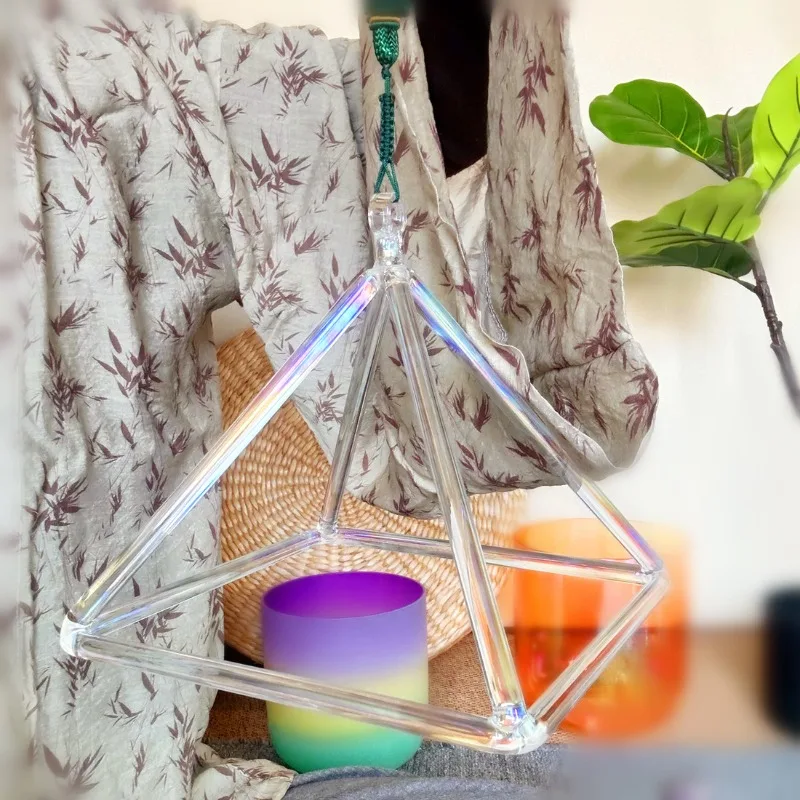 Crystal Singing Pyramid 6/8/10 Inch Sound Healing Quartz Pyramids Yoga Meditation Percussion Instrument Musical Instruments