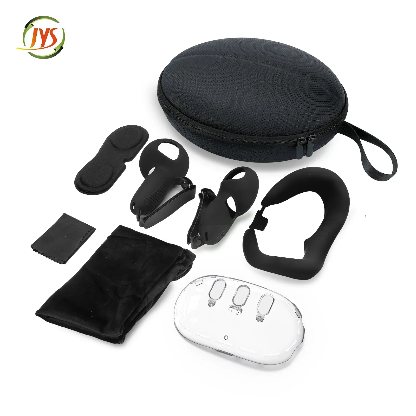 JYS-MQ016 Meta Quest3 VR Rugby Storage Headgear Transparent Protective Case Handle Rubber Cover Mask Set