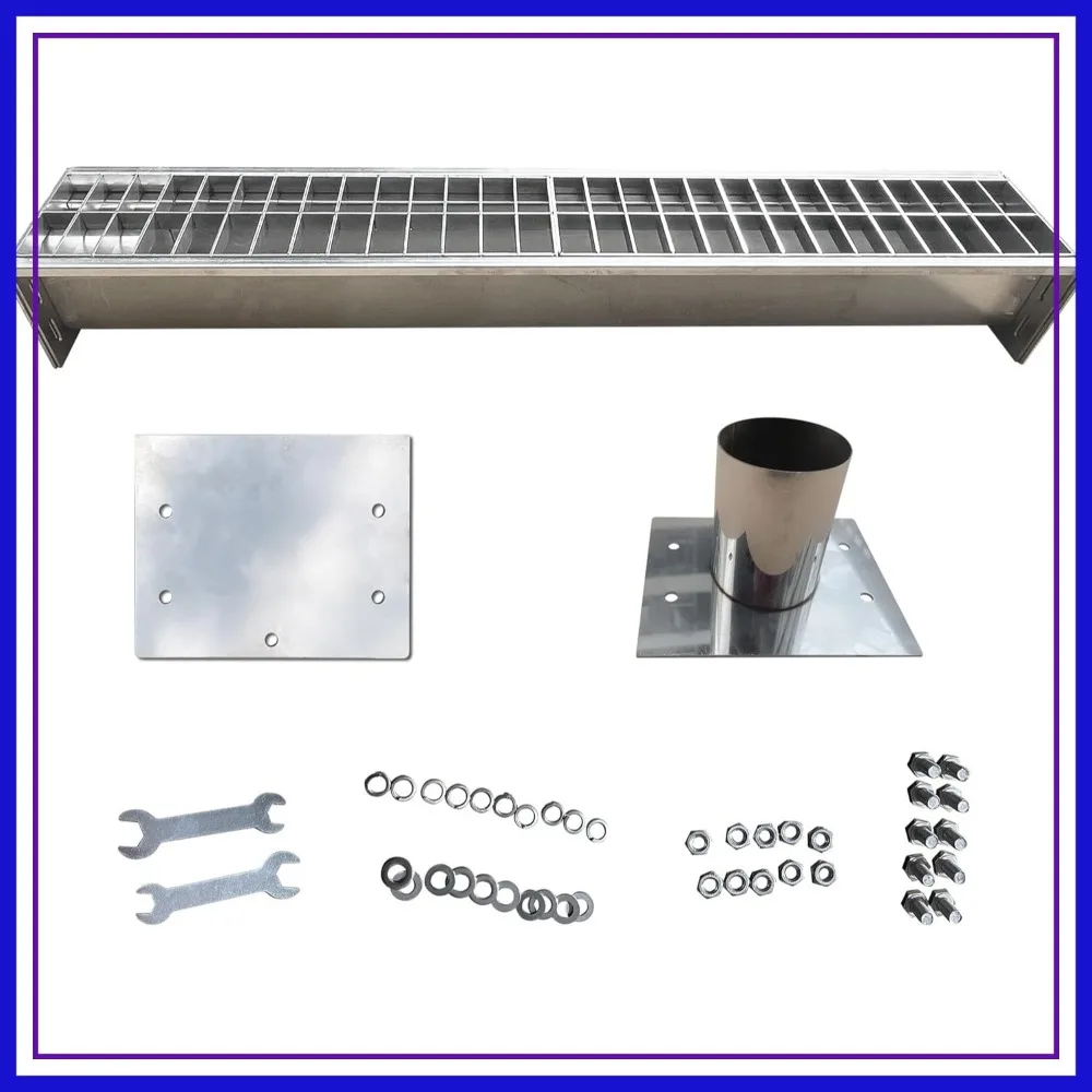 

39.4"x6.8"x5.1" Stainless Steel Channel Drain with 2 Galvanized Grates, End Cap, Outlet & Accessories for Driveway Garage