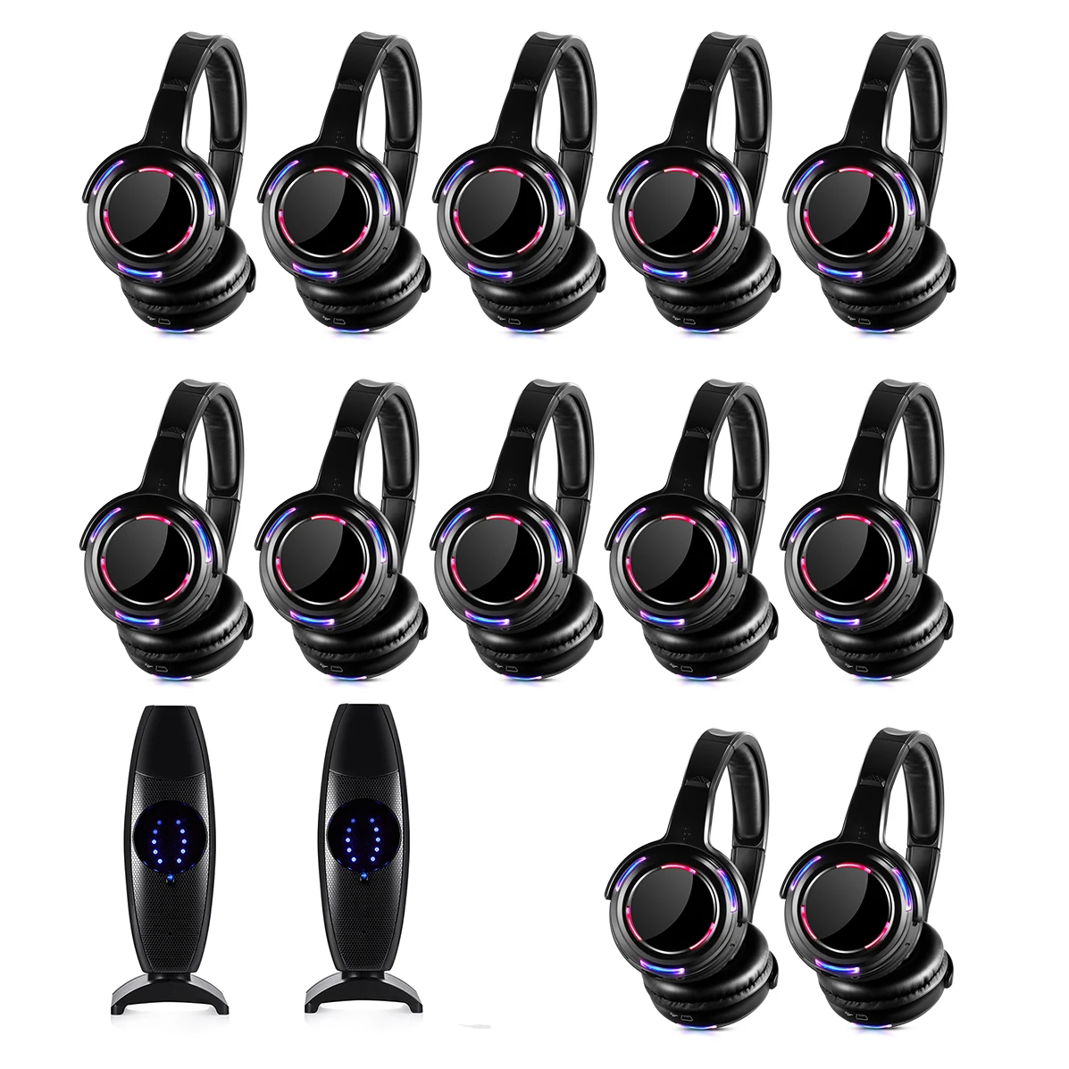 Silent Disco Led Wireless Headphones for Party Several Bundles for Choice