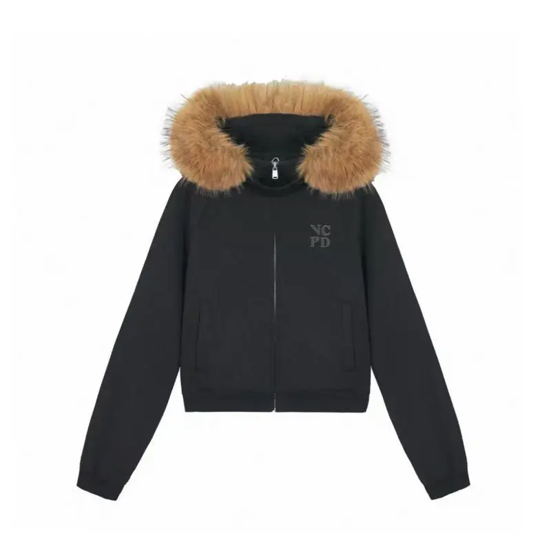 سترة نسائية بغطاء للرأس بأسلوب البانك لفصلي الخريف والشتاء، تصميم Y2K مع ياقة فرو، كارديجان علوي بأسلوب الشارع الأمريكي الداكن #3