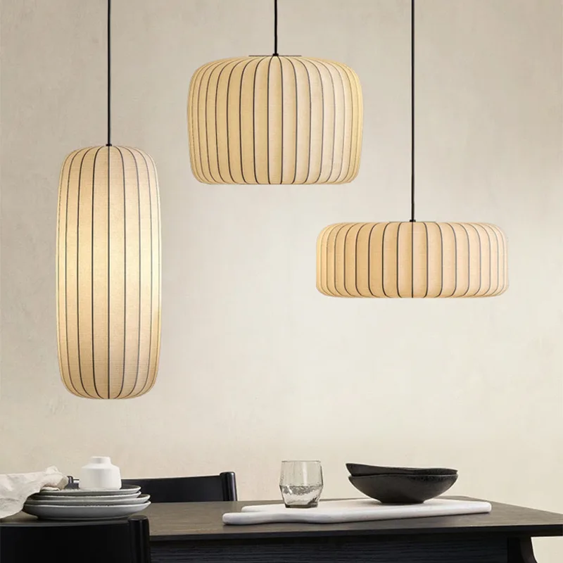 

Modern Japanese Wabi Sabi Chandelier Stretch Fabric Pendant Lights Living Dining Room Bedroom Home Decor LED Lights Simple Lamp