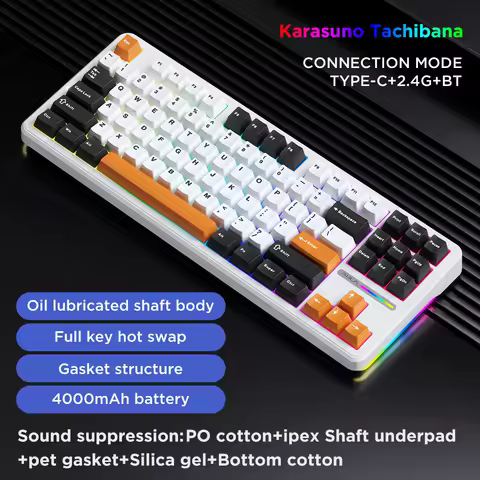 AULA F87Pro/F87 기계식 키보드, 트라이 모드 2.4G/유선/BT 무선 키보드, 87 키 RGB PBT 게임용 키보드