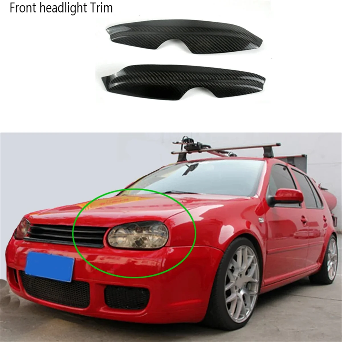 Carbon Fiber Car Headlight Lamp Eyebrow Sticker for Golf 4 MK4 IV 1999-2004 Front Headlight Trim