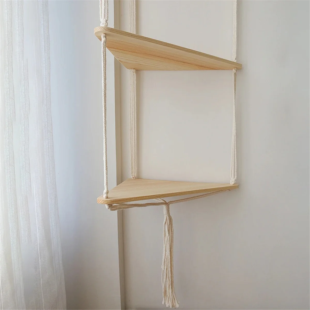 Étagère murale flottante à 3 niveaux, présentoir d'angle triangulaire en bois, décoration murale, salon et chambre à coucher