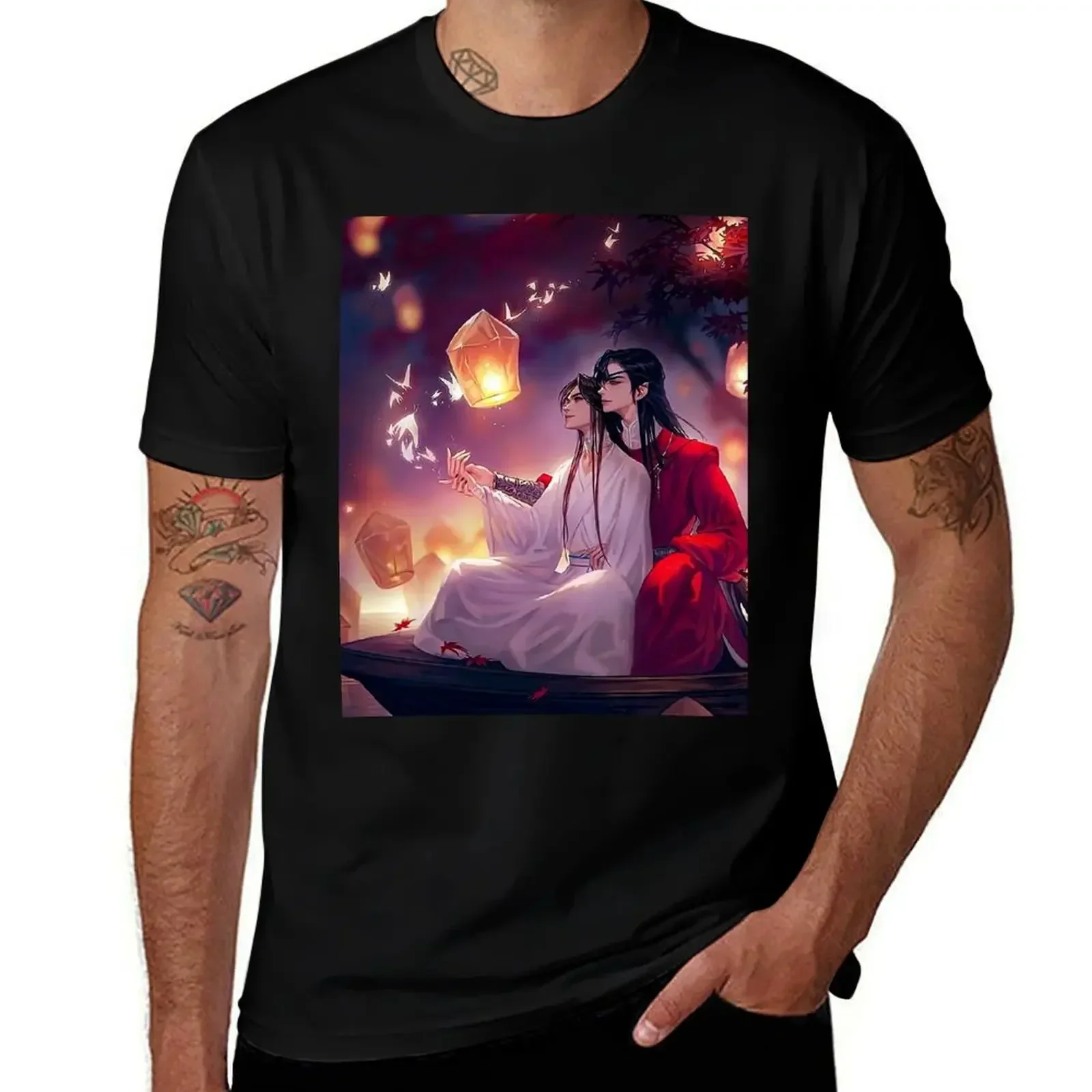 Blessing Official from heaven Butterflies and lanterns T-Shirt customs design your own Blouse mens designer t shirt