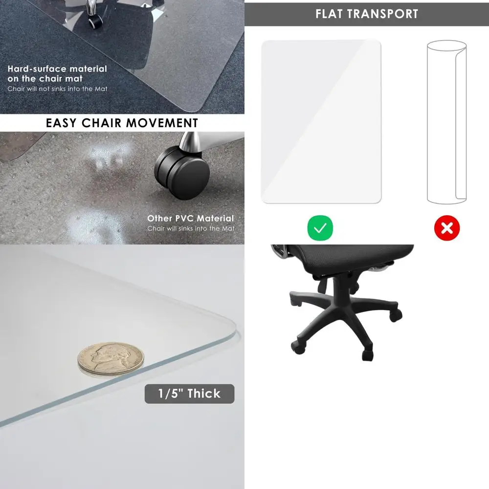 

Прочный коврик для офисного стула 32x48, толщина 1/5, защита для пола стола для ковров, легкое скольжение, подходит для ковров или твердых полов