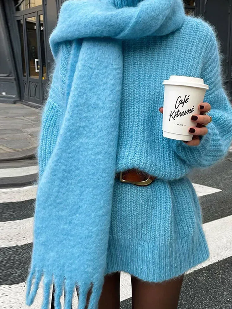 

2024 New Autumn Winter Fashion Sweaters for Women Vintage Streetwear Casual Jumpers Solid Loose Long Sleeve O Neck Pullovers