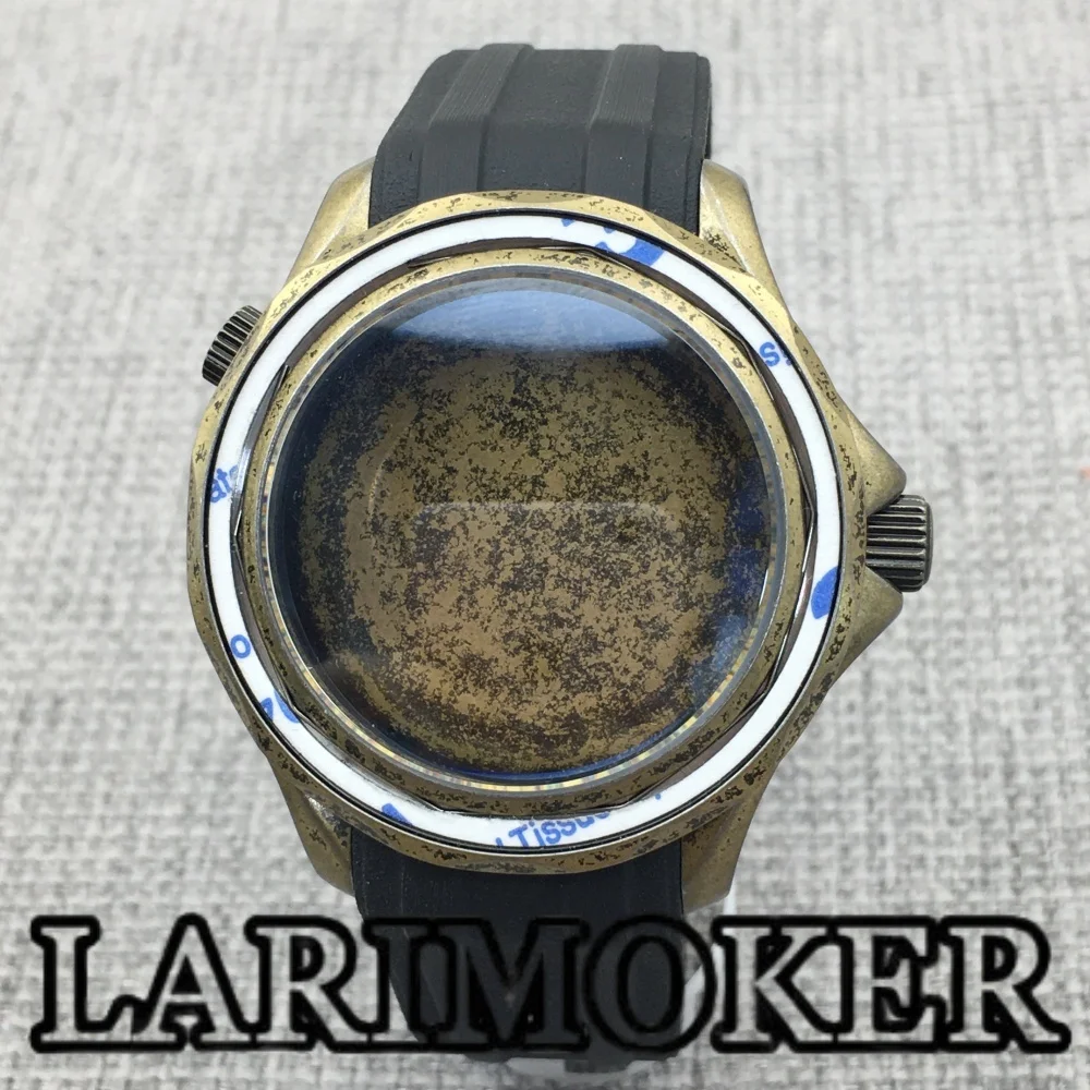 LARIMOKER 41mm Cassa per orologio con lunetta rosso bordeaux Cinturino in silicone con vetro zaffiro bombolato per movimento NH34 NH35 NH36 PT5000 ETA2824