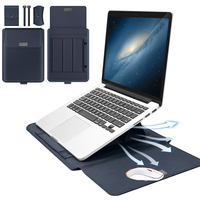 for Acer Nitro V15 Laptop Bag Flip Sleeve Foldable Stand Mouse Pad Cable Belt Charger Mouse Pouch Waterproof PU Leather Case