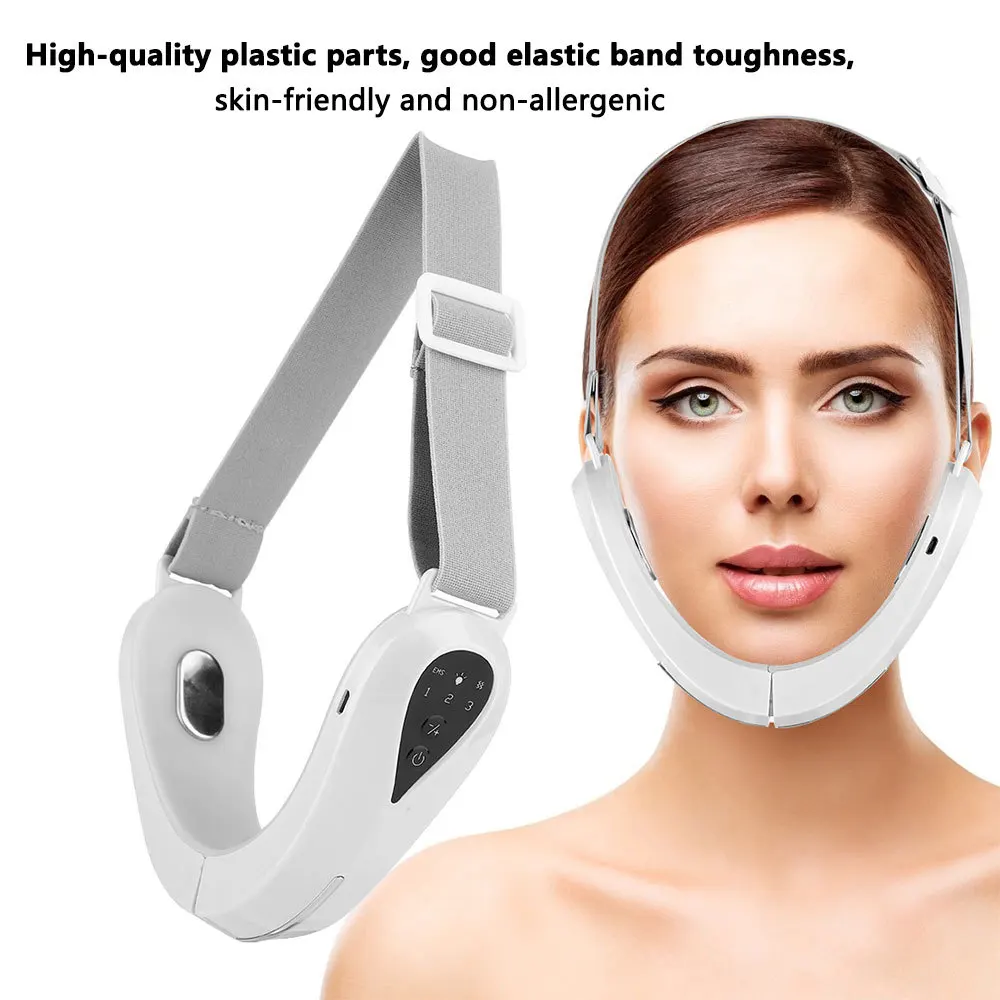 Facial Massager V-Line Lift Up Belt Red Blue Light Face Slimming Vibration Massager Face Lifting Device Reduce Double Chin