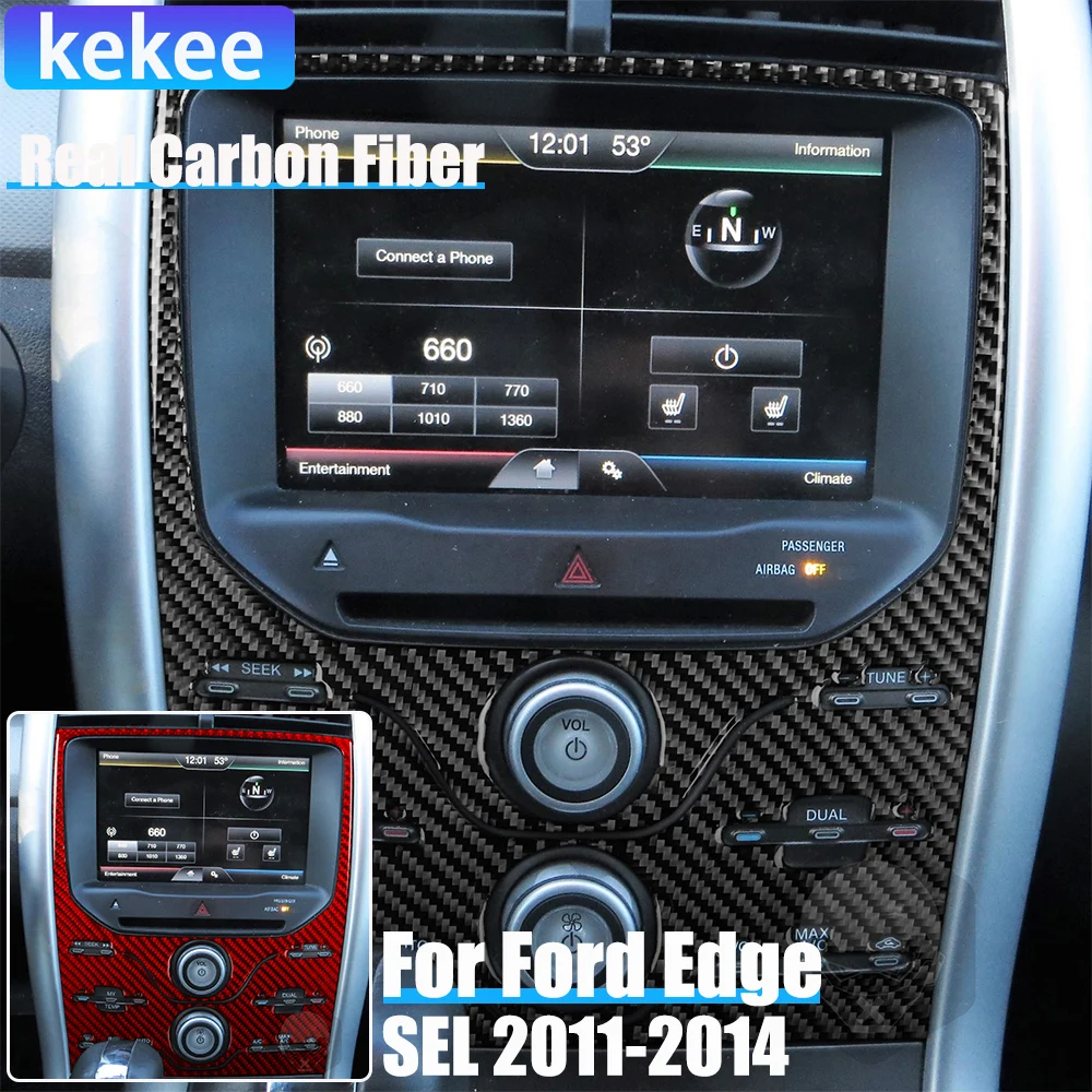 

Автомобильные аксессуары из настоящего углеродного волокна, панель центральной консоли, декоративная накладка, мягкая наклейка для Ford Edge SEL 2011 2012 2013 2014
