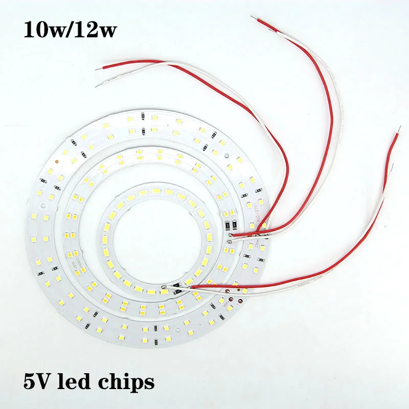 

10w 12w LED ring Chip Bead Lights wire lead 5V Board Bulb Light Source Dia 78mm 112mm warm White Lamp 3000K or 6000K s1
