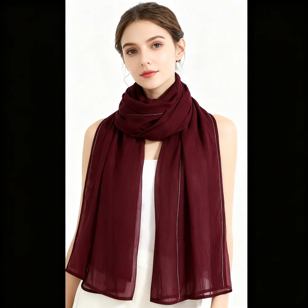 

Premium Scarf Shawl Muslim Hijab Rhinestone Turban Women Headscarf Bandanas Headband Bufanda Bandanas Headwraps Turbante Mujer