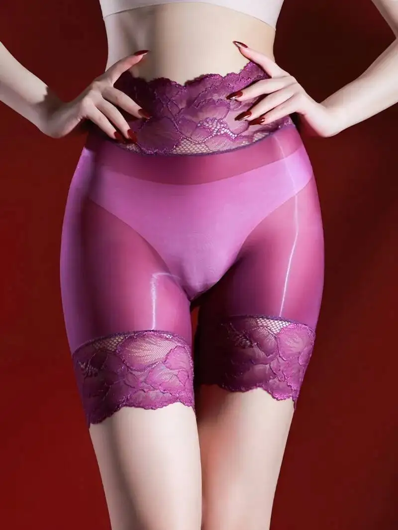 투명하고 반짝이는 플랫 앵글 속옷 섹시한 레이스 미드 웨이스트 울트라씬 실키 스무스 메쉬 레이스 섹시 여성 시어 쇼츠 2025 86HX