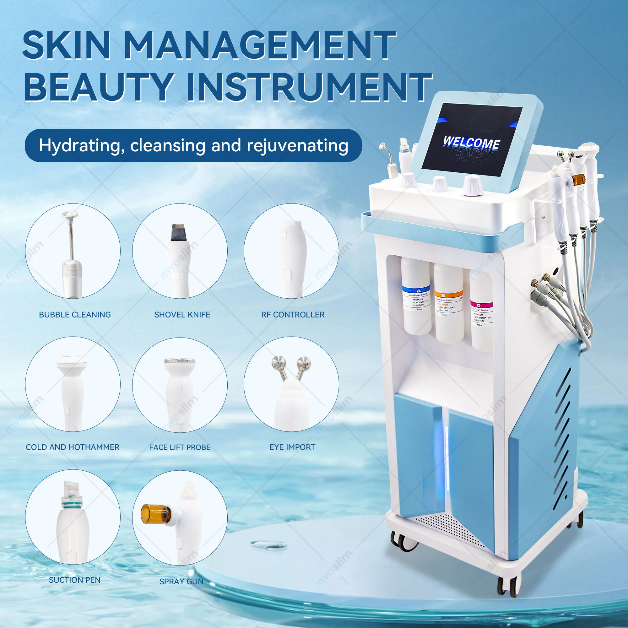 Oxygen Skin Moisturizing Beauty Machine Hydrodermabrasion Water Peeling Deep Cleansing Exfoliation Beauty Facial Device
