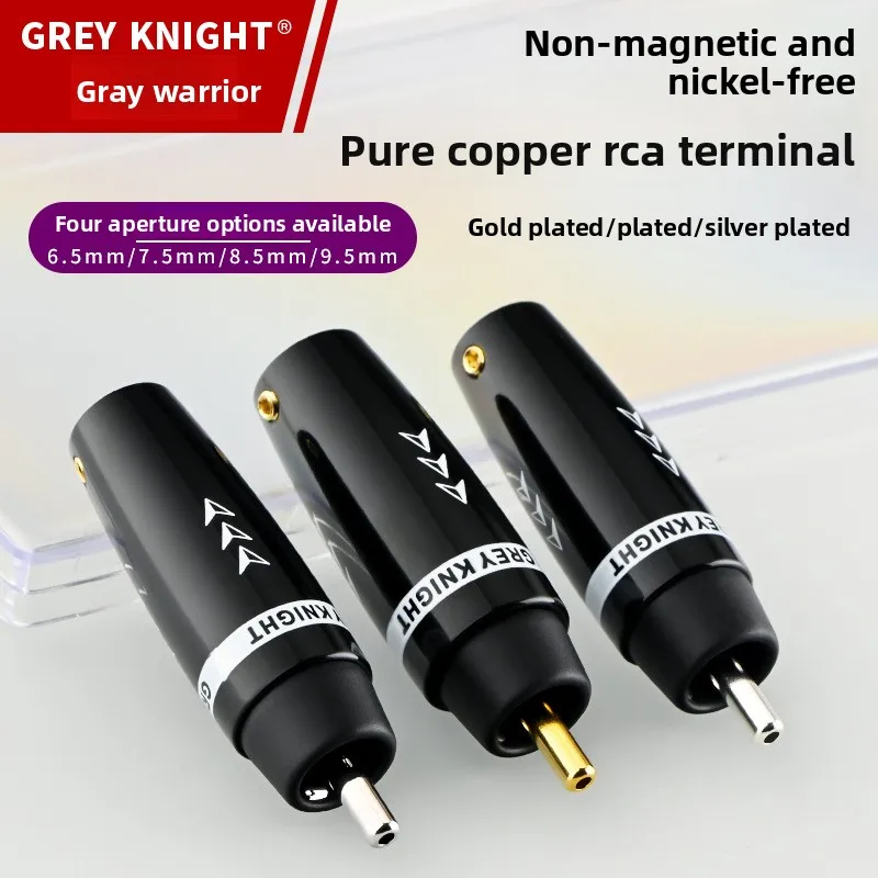 Grey Knight Pure Copper RCA Plug Audio Signal Cable Plated Lotus Audio Plug Terminal