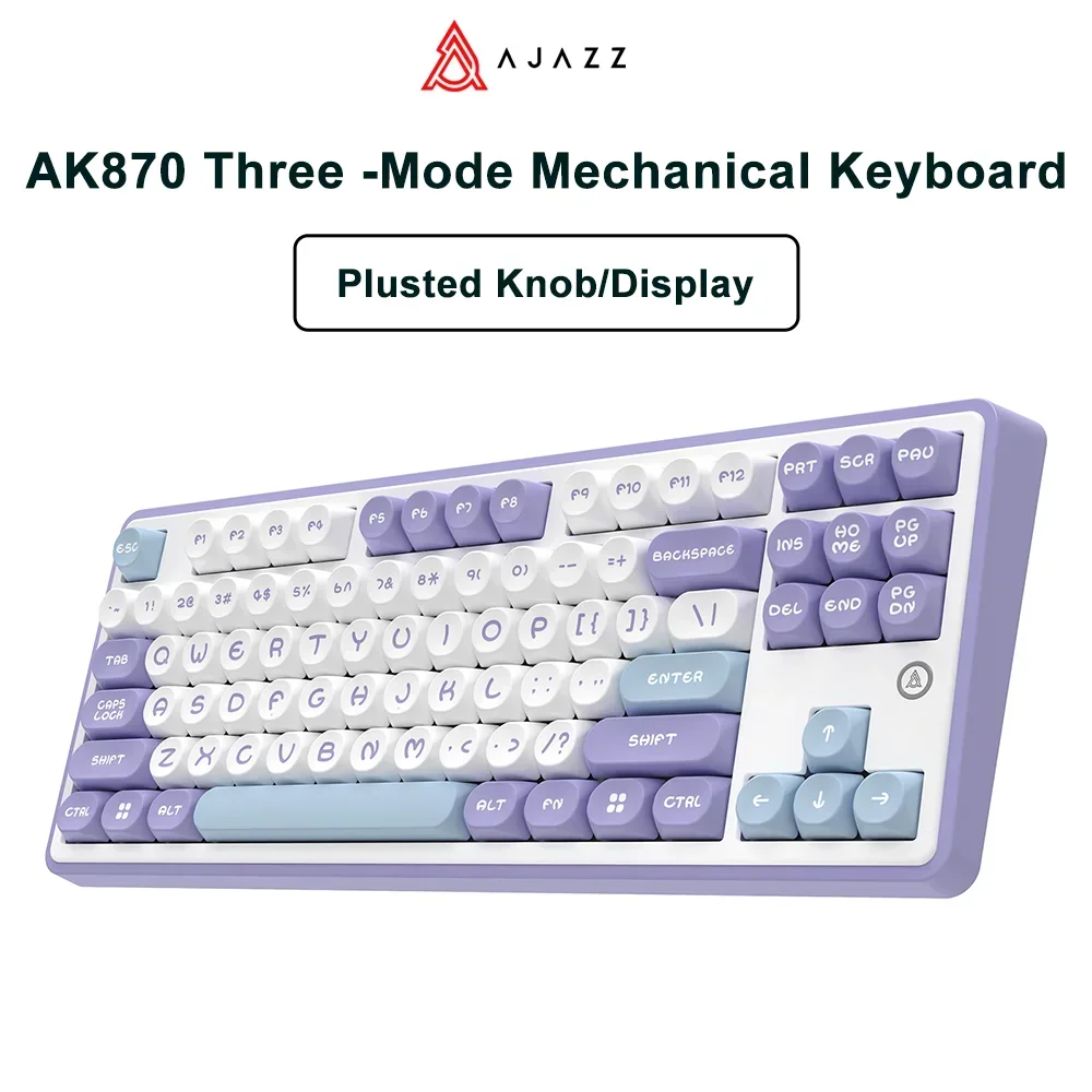 NEW AJAZZ AK870 Tri-mode RGB Bluetooth 2.4GHz Wireless Gaming Mechanical Keyboard with USB Wired 87 Keys Hot Swap for PC Laptop