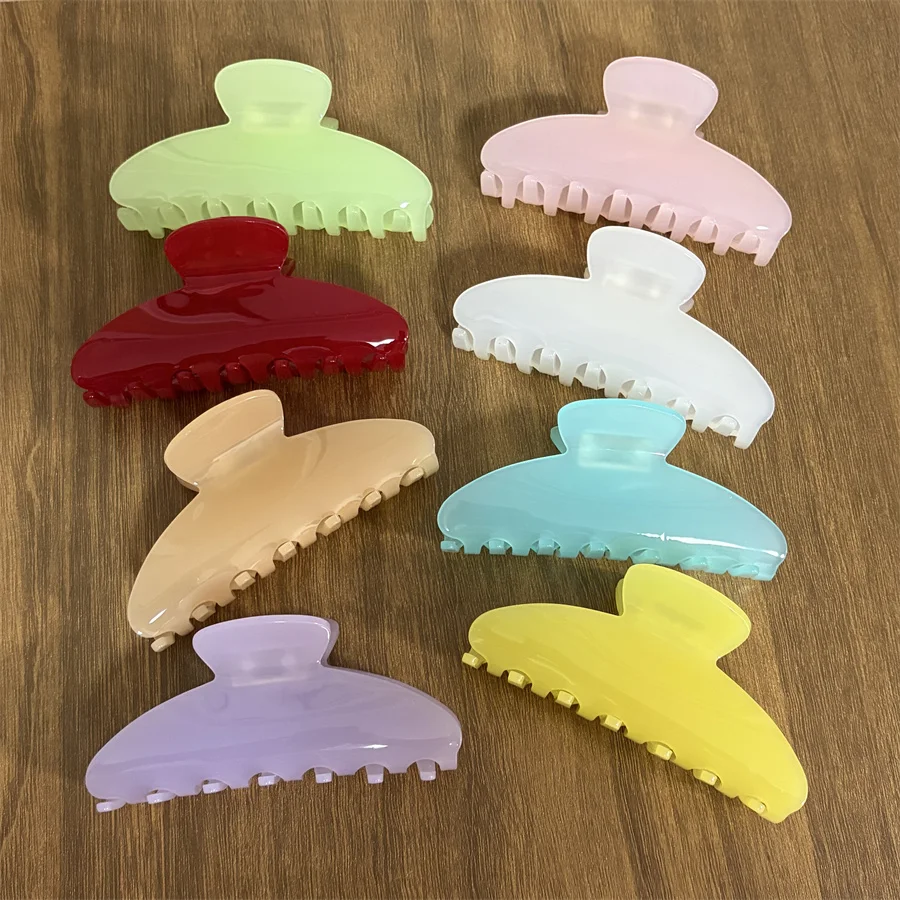 Large Hair Claw Clip Solid Jelly Color Glossy Shark Clip Hair Clip Casual Daily Hair Holder Women Hair Accessories