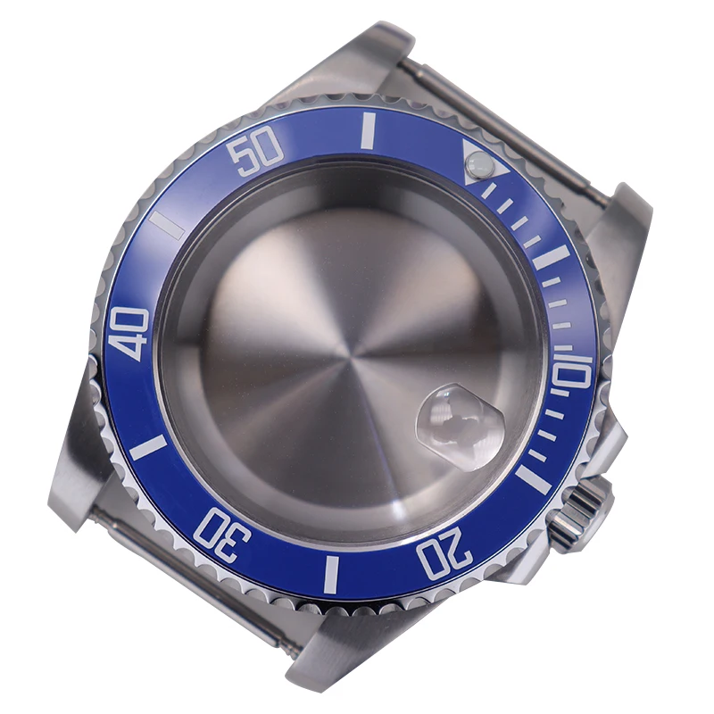 

Серебряный корпус часов 40 мм, сапфировое стекло, винтовая заводная головка для Nh35/34/36/38 Eta2824 PT5000 Miyota 8215, механизм 28,5 мм, циферблат Submariner