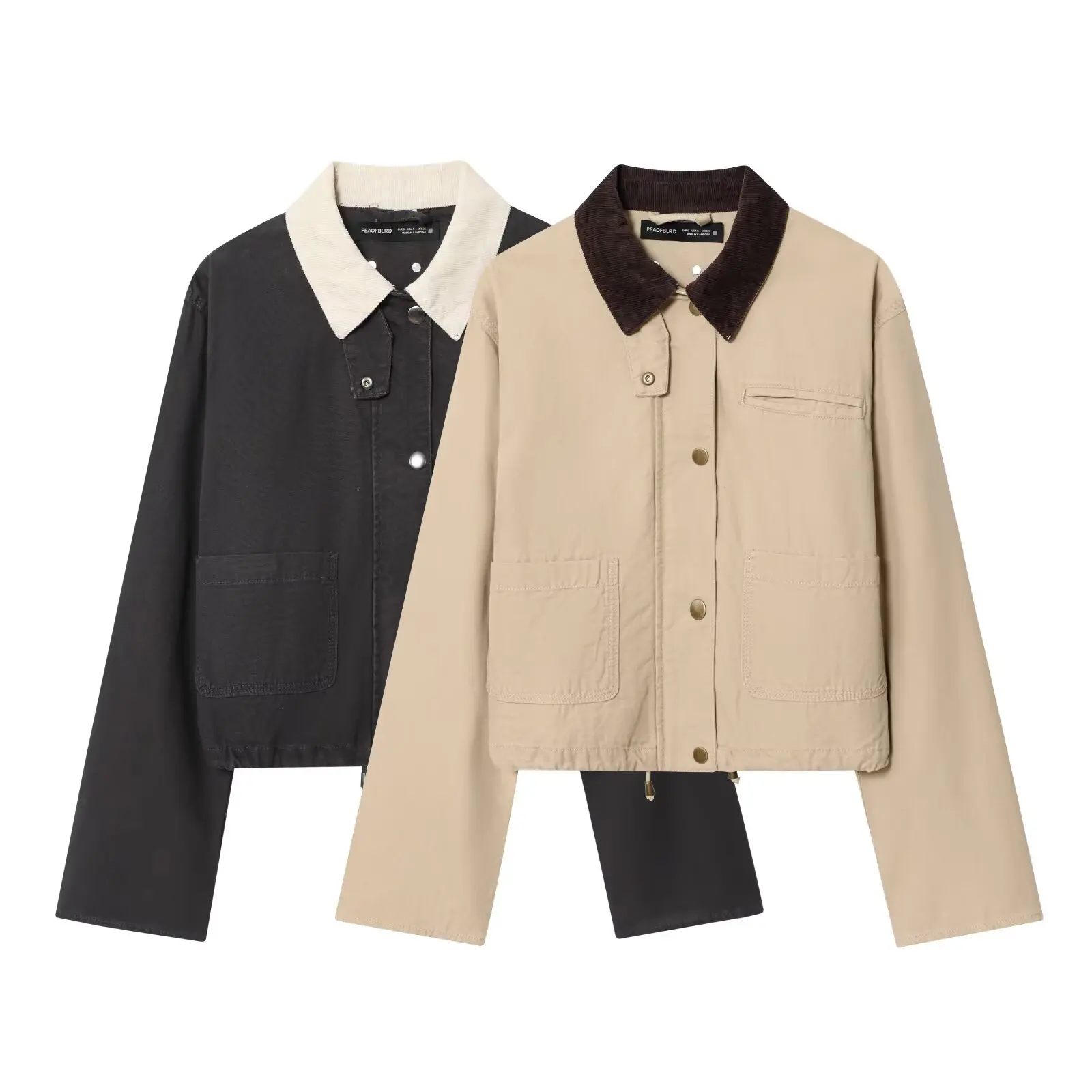 

Topenomi Cargo Jacket Women Autumn Winter Vintage Corduroy Collar Single Breasted Pocket Coats Casual Versatile Long Sleeve Tops