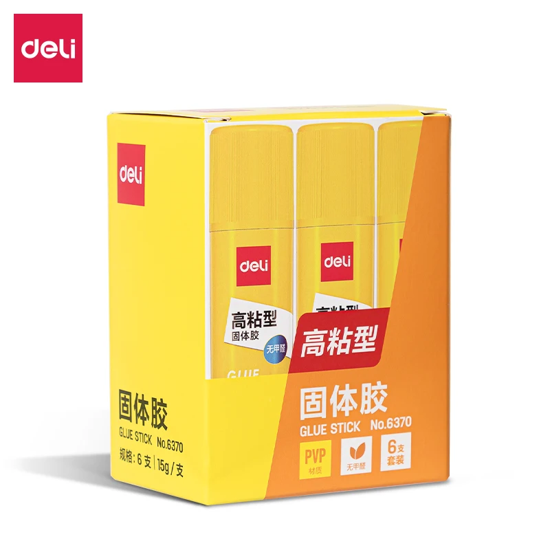 Deli Solid Glue Stick 6pcs/box Formaldehyde free high viscosity Glue Stick Perfect Office learning stationery supplies 15/20/36g