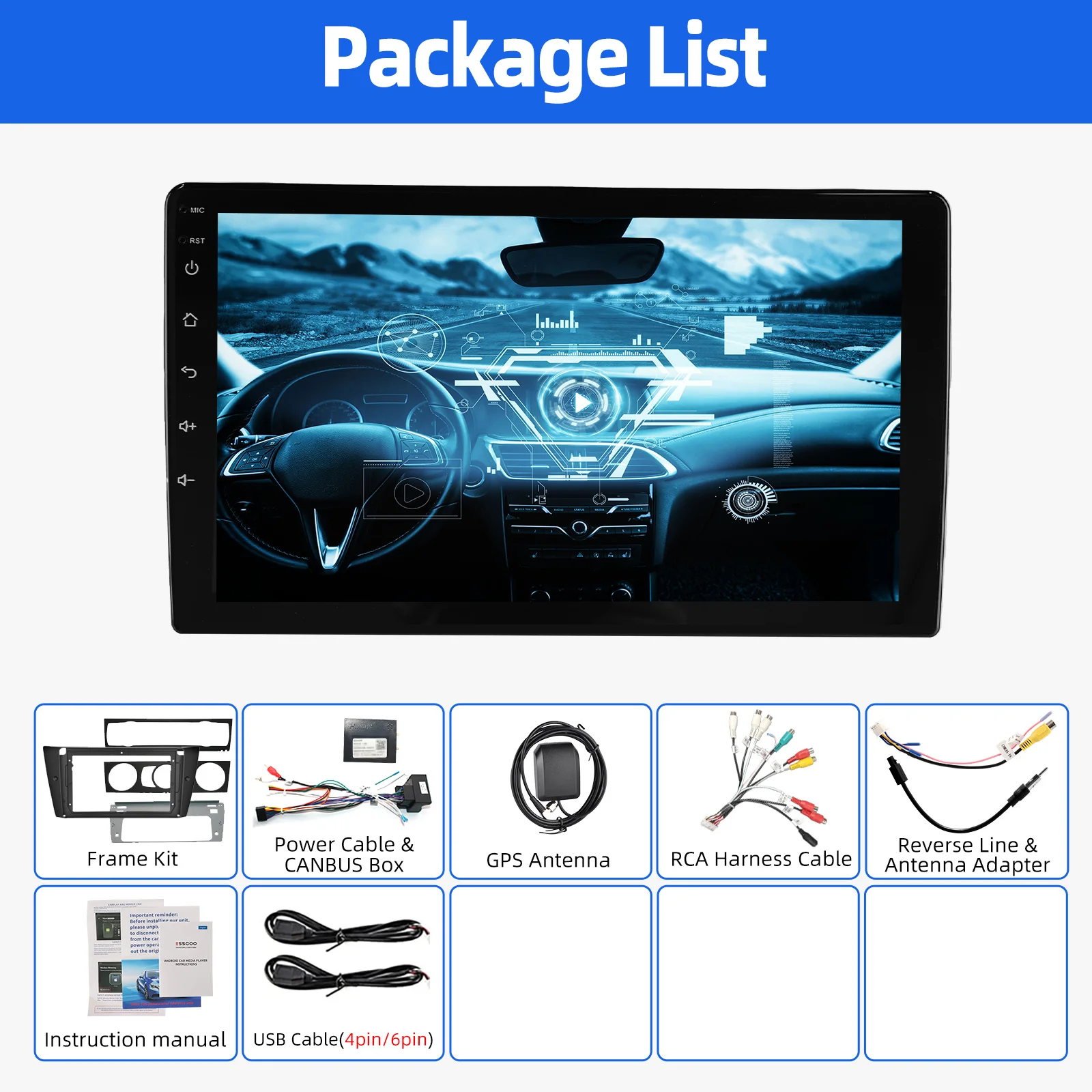 64G Android14 CarPlay For BMW 3 Series E90 E91 E92 E93 2005-2013 9" Car Stereo GPS Navi WiFi Bluetooth FM Radio IPS Touch Screen