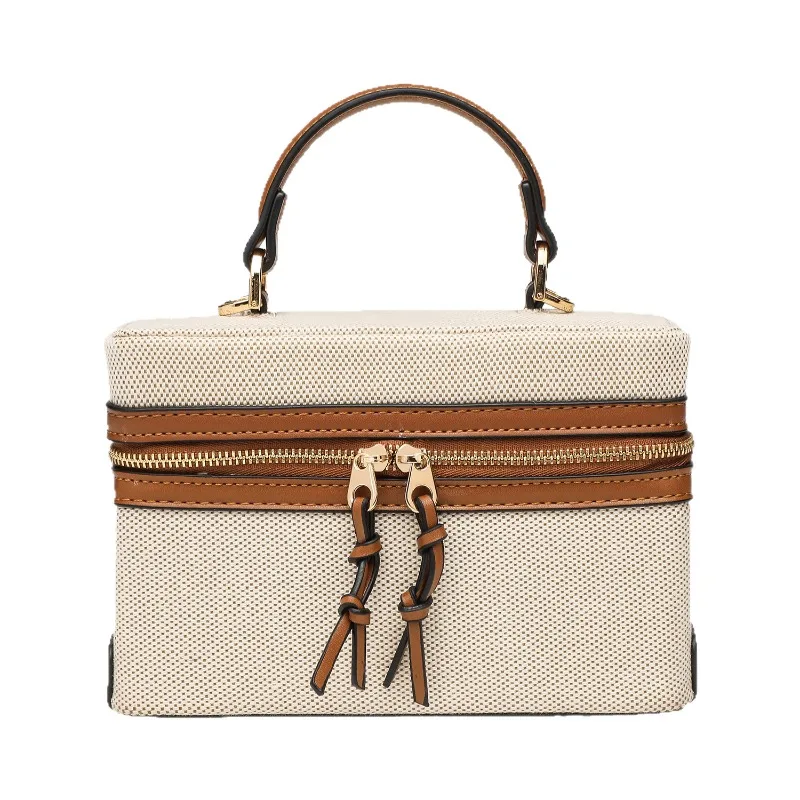 

Canvas Handbag for Women Luxury Designer Contrast Color Handbag One Shoulder Crossbody Small Square Bag Retro Box Bag