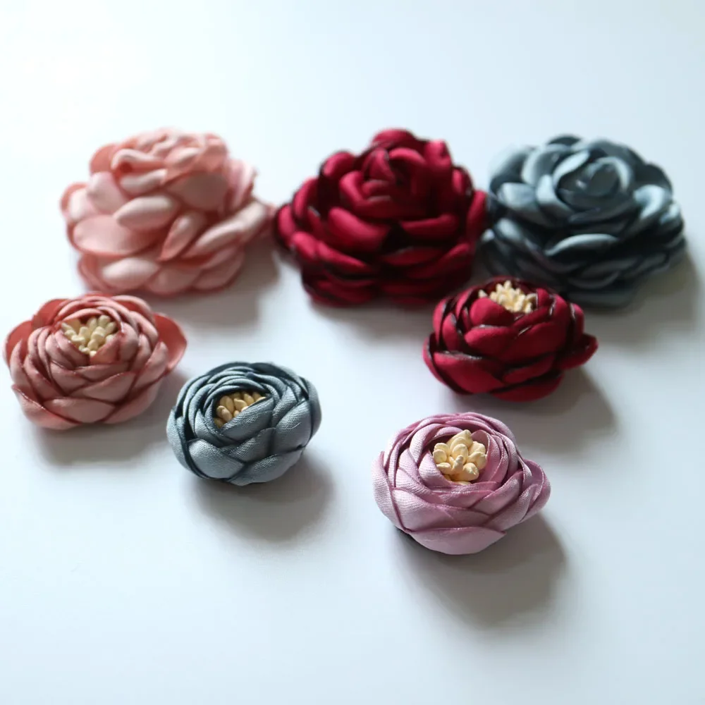 5pcs/lot craft floral Patches for clothes Sew on rose bud brooch accessories for hairpin shoes craft supplies accessories