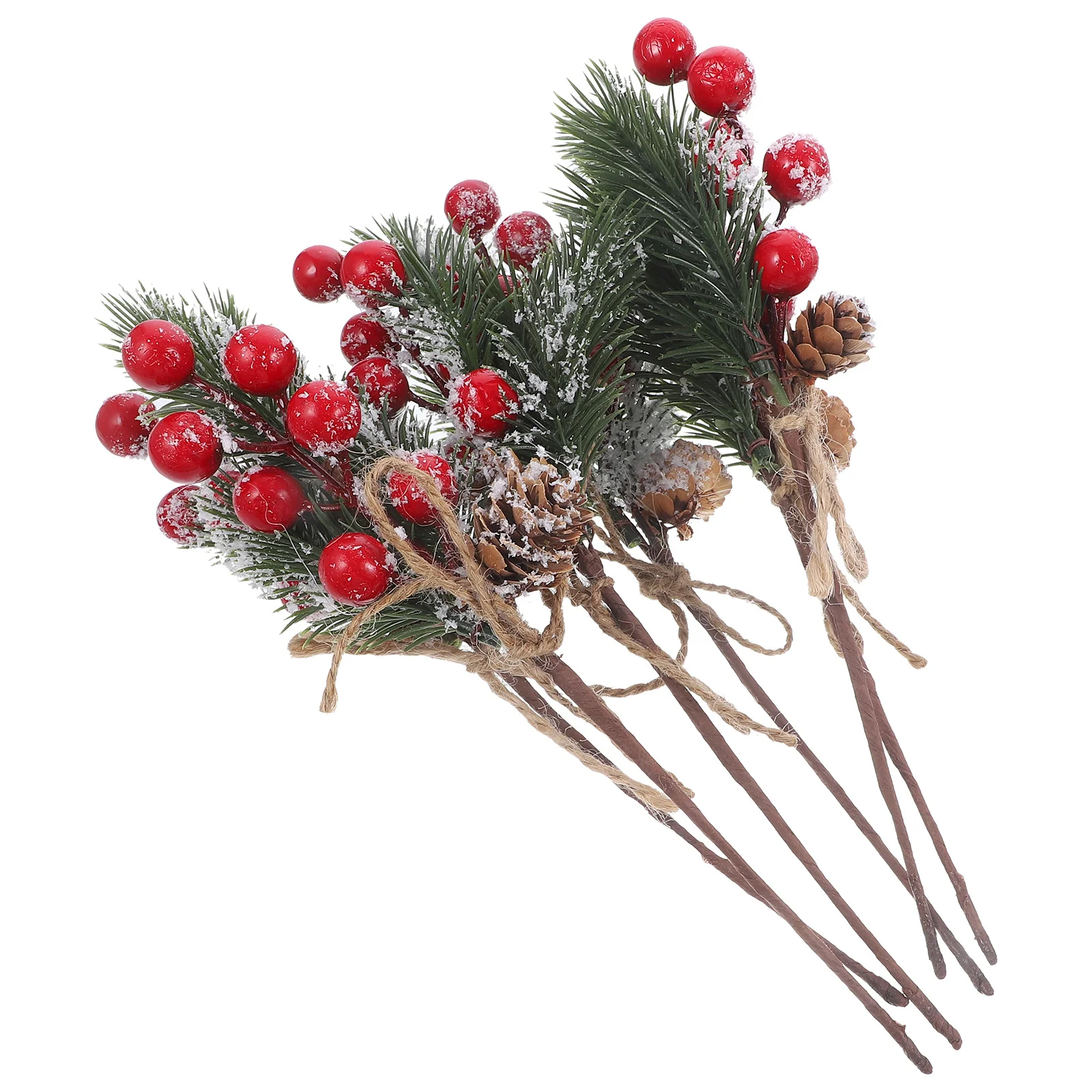 

6pcs Simulation Berry Pine Picks Christmas Decorations Fake Flower Decor For Xmas Tree Stems Artificial Plant