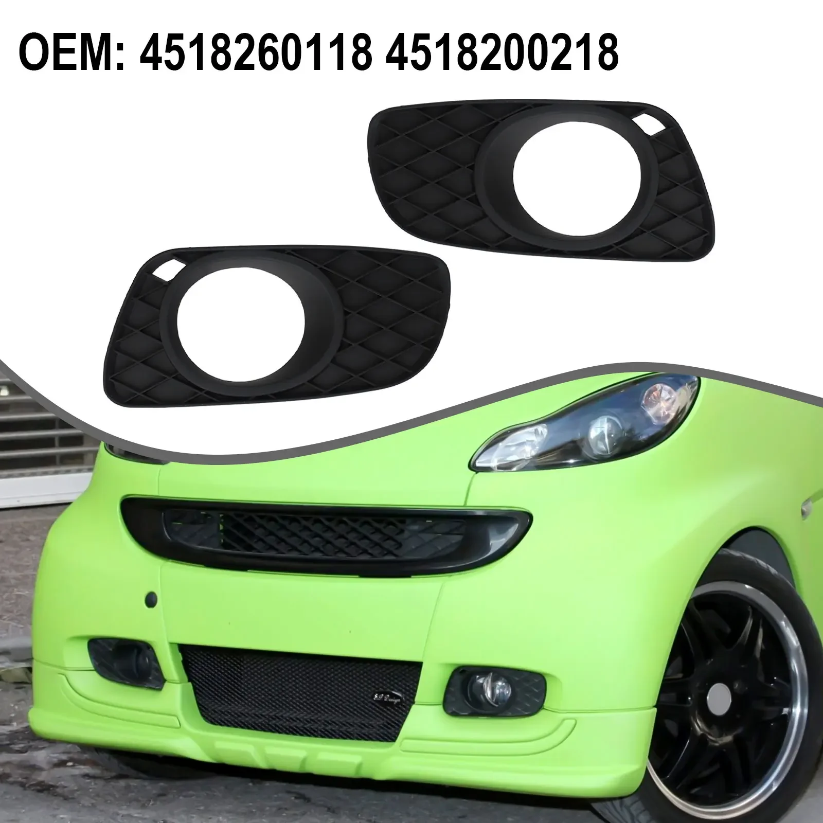 

For Smart For Fortwo 451 Fog Light Lamp Cover Vehicle Replacement Black ABS Material Practical Design Wear Resistant