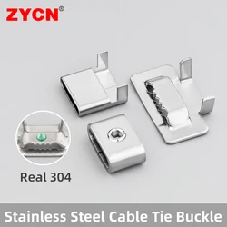 100PCS 304 Stainless Steel Cable Tie Buckle L-type Fastener Pole Hoop Lock Tube Wrap Zip Packaing Tooth Connector Equipment Box