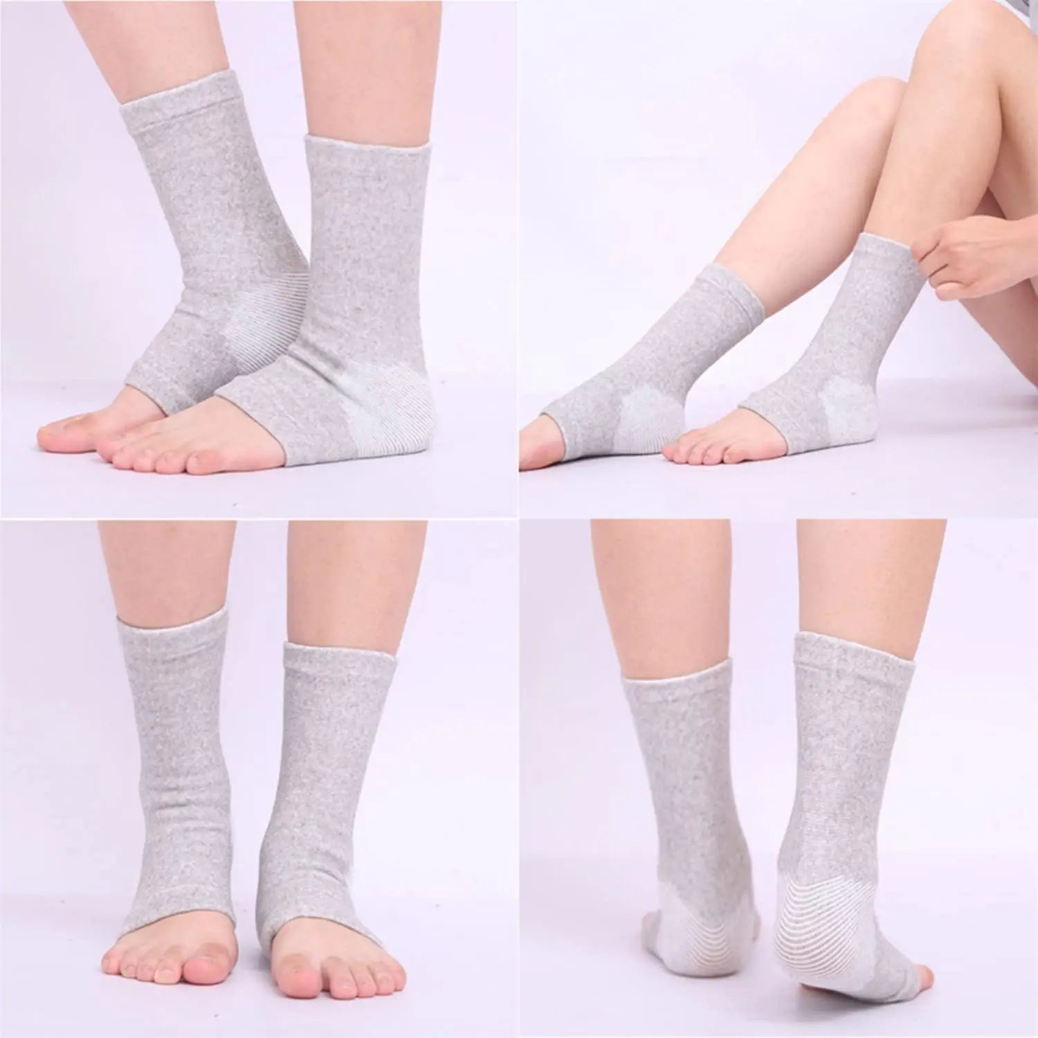 1/2/4 Pairs Bamboo Compression Foot Sleeve for Men Women Ankle Socks Ankle Warm Fitness Support Wraps