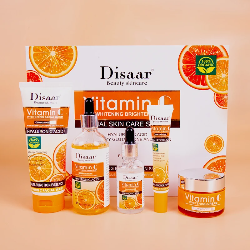 DissarVC-Juego de 5 piezas para el cuidado de la piel, ilumina el tono de la piel, refresca el equilibrio, aceite de agua, ilumina las manchas, kit de productos faciales