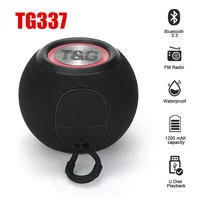 T & G TG337 Altavoz Bluetooth portátil TWS inalámbrico Mini Bass Boombox LED altavoz IPX7 reproductor de música al aire libre soporte BT AUX FM