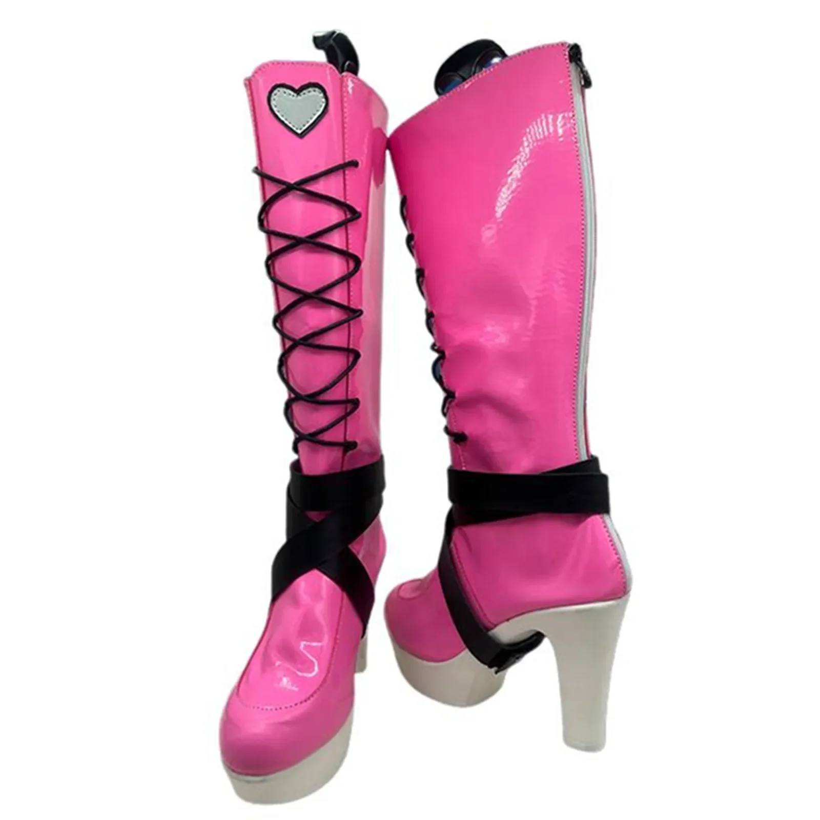 Monster Draculaura Cosplay Shoes Anime High School Girl Pink Knee High Boots Straps High Heels Shoes Halloween Costume Shoes