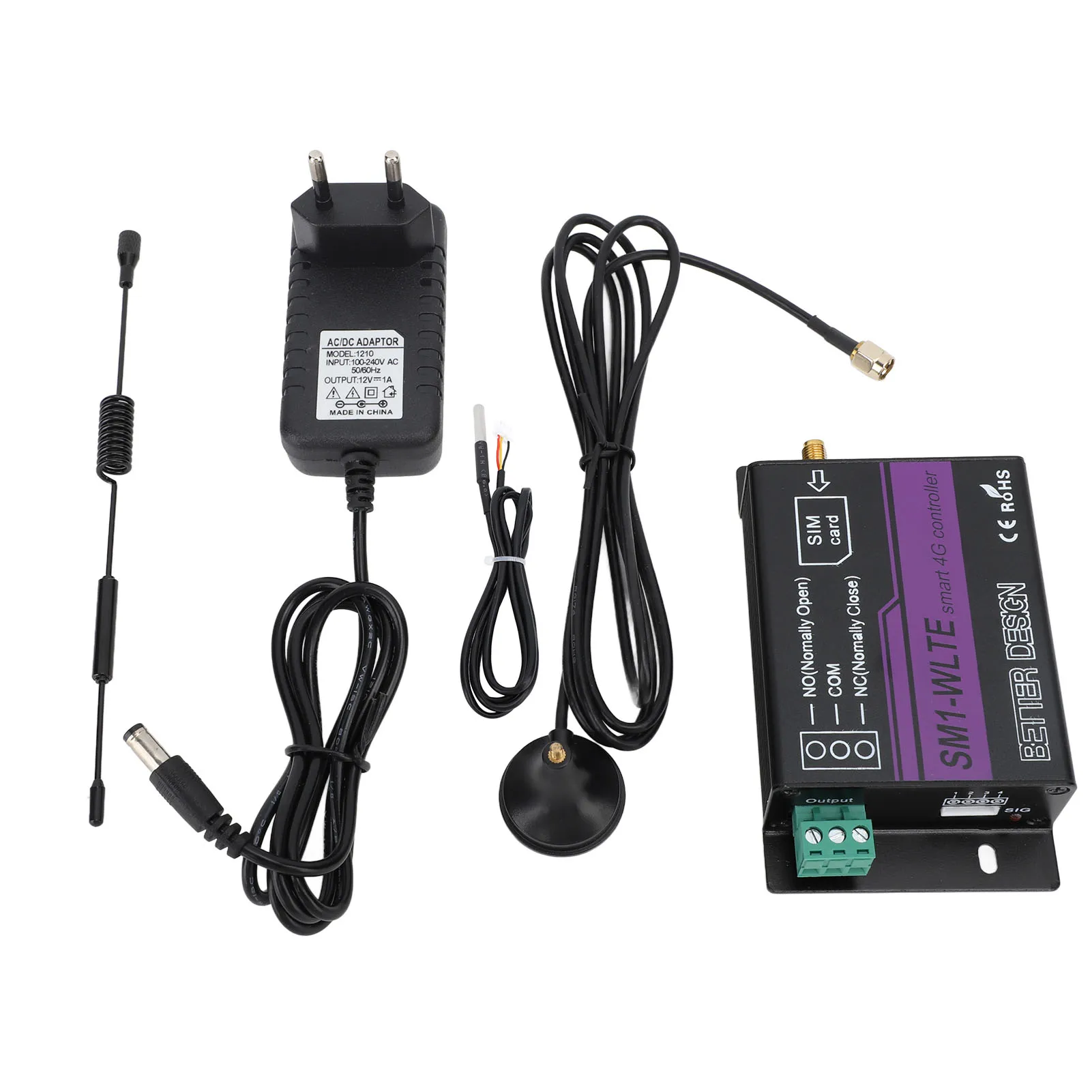 

SM1 WLTE EA Контроллер доступа к мобильному телефону с зондом 4G Устройство открывания ворот Сигнализация температуры и влажности Приложение Релейный контроллер выхода